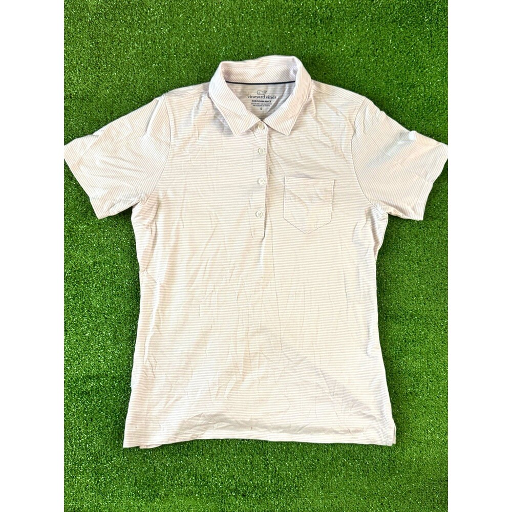 Vineyard Vines Performance Stretch Striped Short Sleeve Collared Polo Womens S